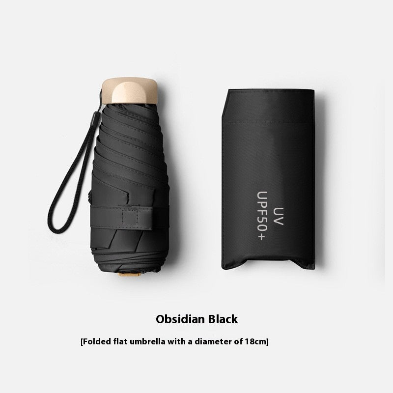 Flat Five-fold Six-bone Sun Protection Sunshade Mini Capsule Umbrella