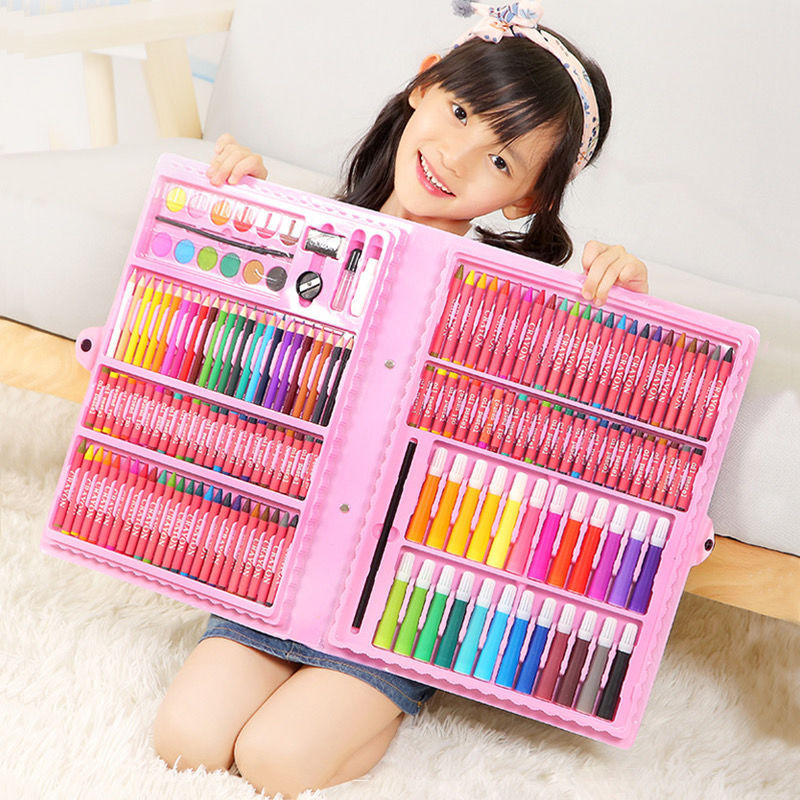 Toddler Pupils Learn To Paint With Watercolor Brushes, Crayon And Oil Pastel