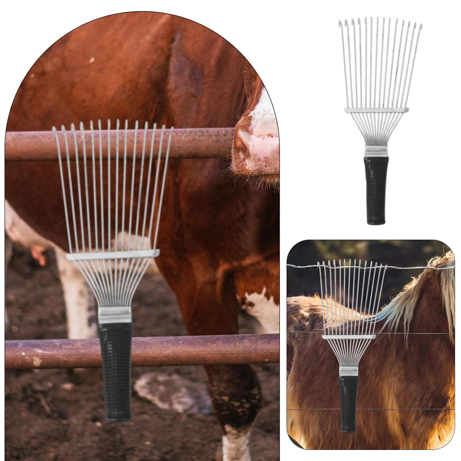 Brosse de démêlage Râteau Peigne Râteau pour animaux de compagnie Peigne Râteau Brosse de toilettage Laveur manuel pour sous-poil Kit de peignage pour animaux de compagnie pour chevaux Râteau de toilettage pour chiens Râteau pour chiens