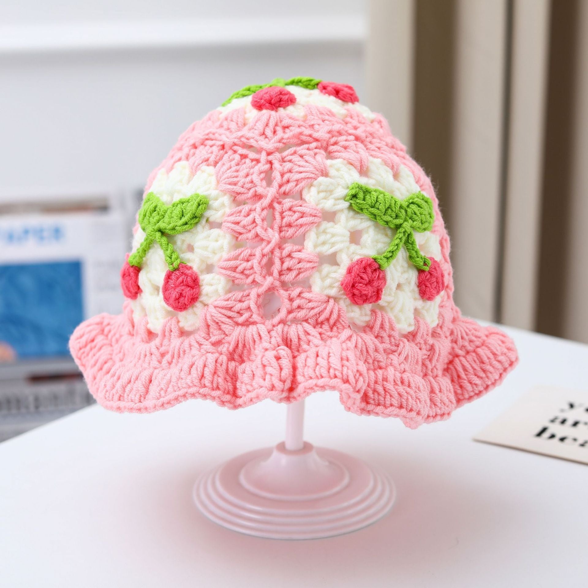 Cherry Hand Knit Sweater Hat Keeps Warm And Fashionable