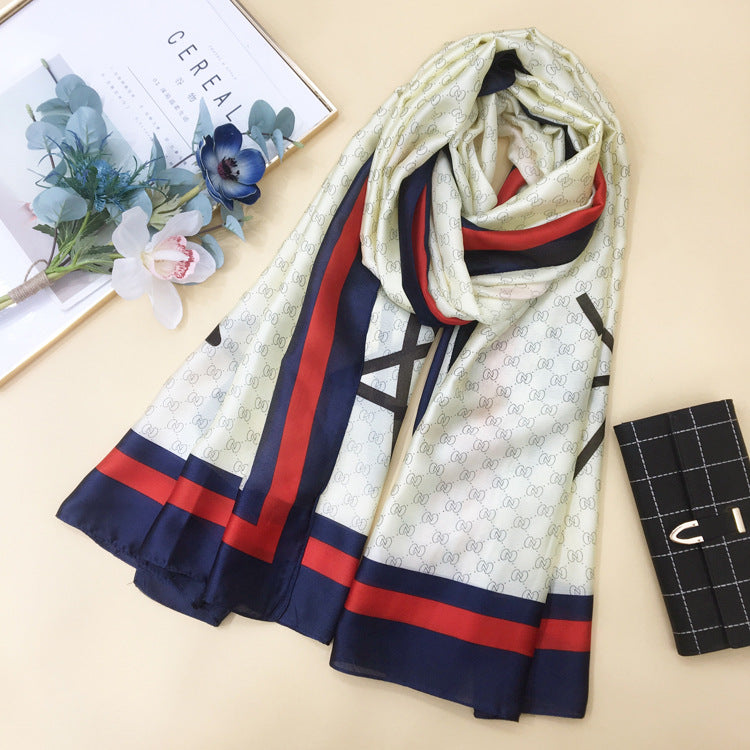 Silk Scarf Women's Spring and Autumn Long Silk With Shawl