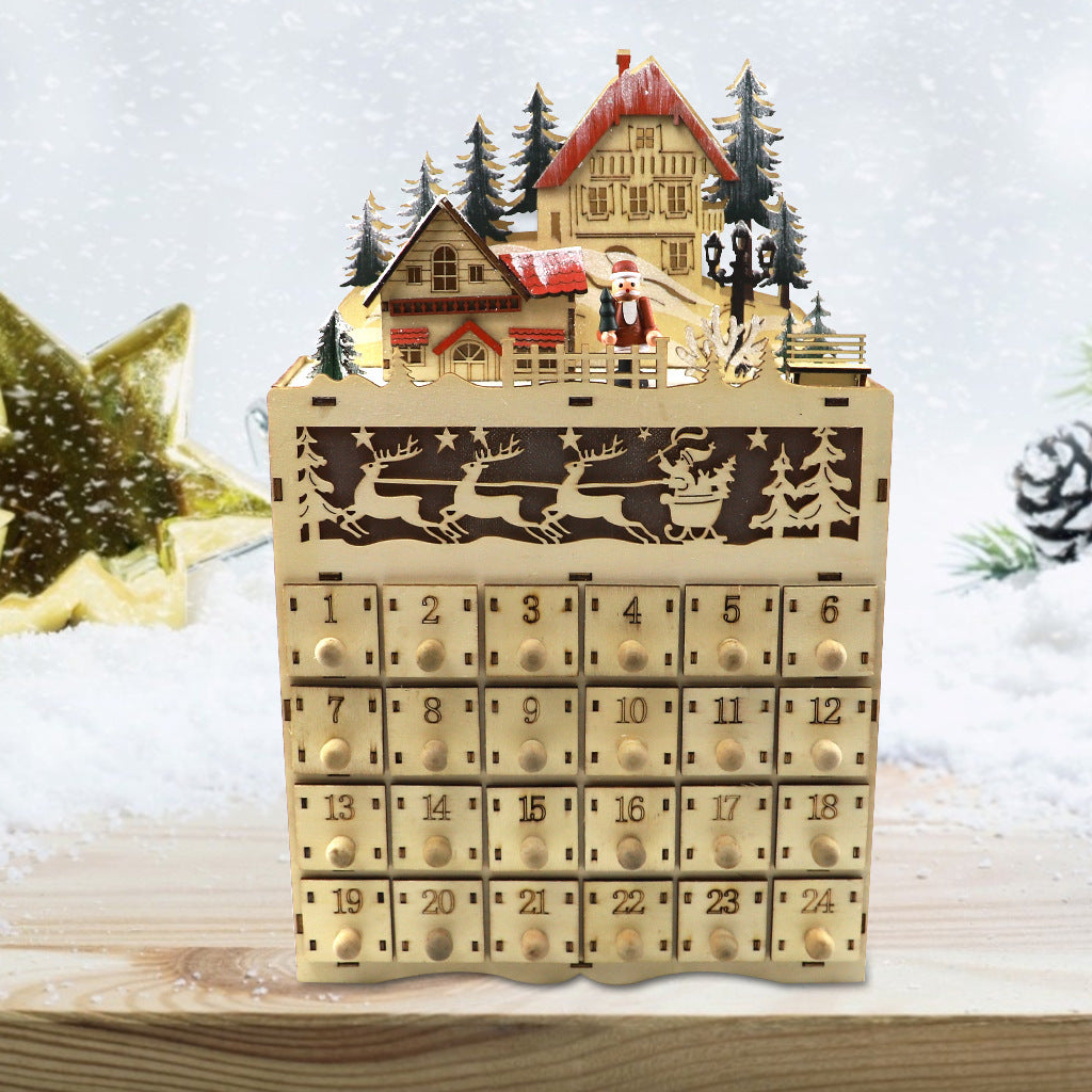 Wooden Calendar Christmas Decorative LED Lights