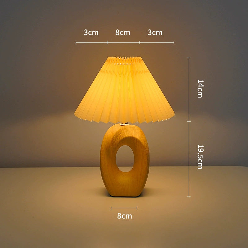 Nordic Pleated Vintage Ceramic Small Night Lamp