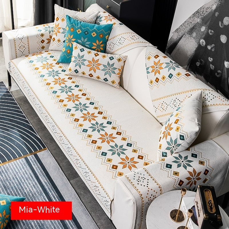 Coussin de canapé bohème universel quatre saisons en chenille antidérapante