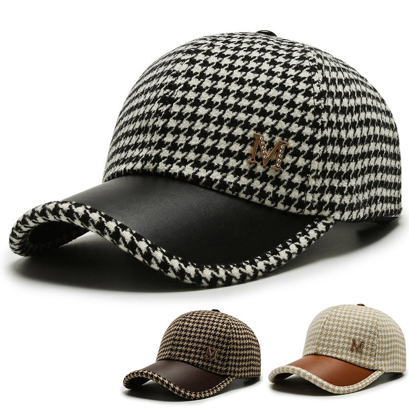 Men's And Women's Fashion Houndstooth Fine Grid Baseball
