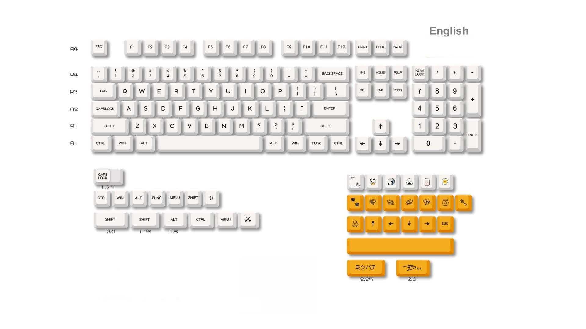Capsules de touches par sublimation thermique pour clavier mécanique imprimé lait miel