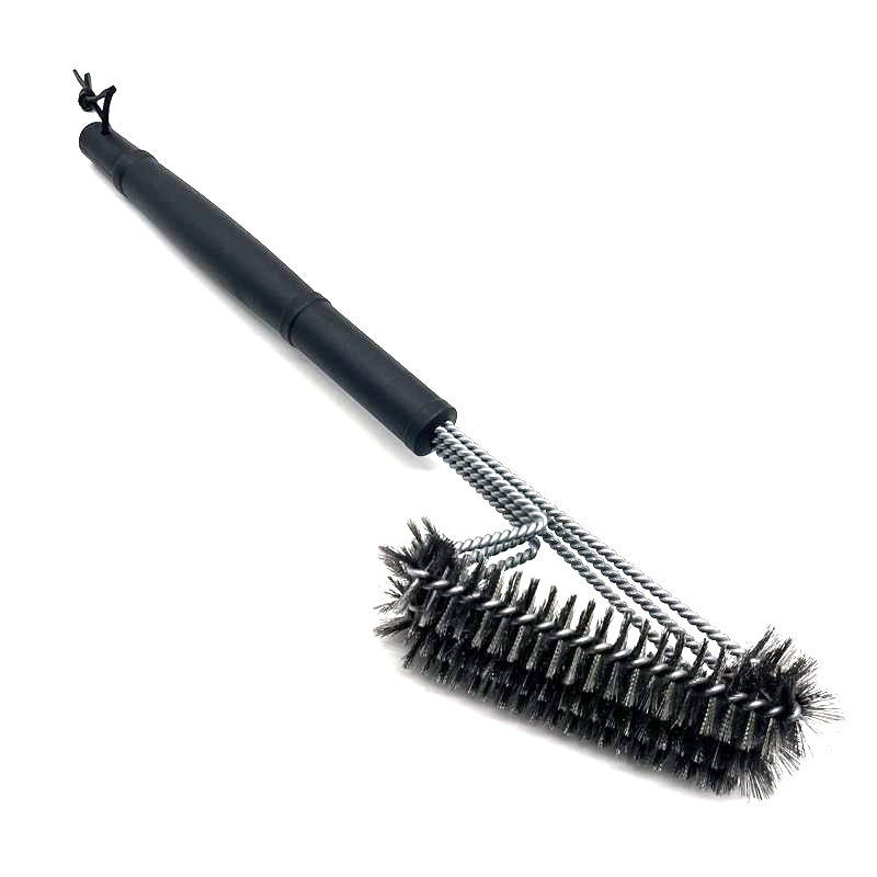 Brosse de nettoyage pour barbecue en acier inoxydable à trois têtes Brosse métallique pour barbecue Outils de barbecue