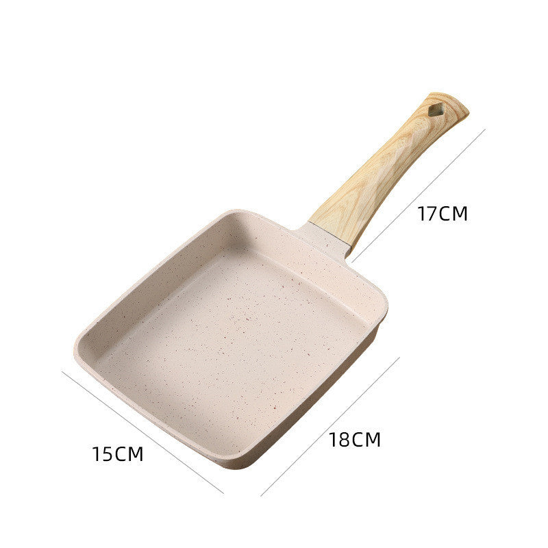 Poêle à frire carrée antiadhésive Tamagoyaki avec manche en bois