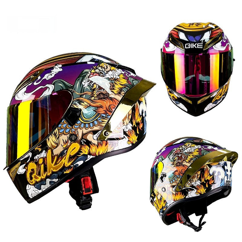 Casque de moto intégral double lentille universel pour chevalier avec Bluetooth et grand aileron