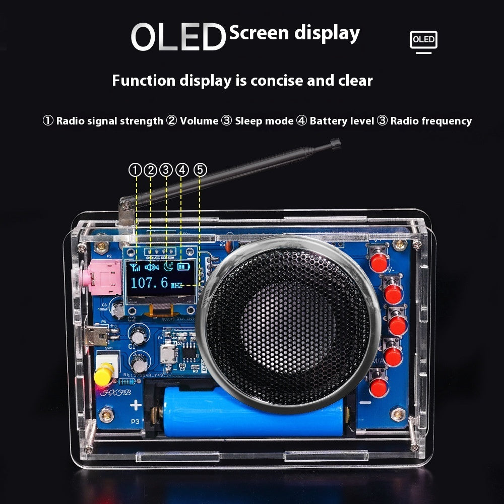 OLED Display Radio Assembly Kit Rechargeable FM Radio Circuit Board Welding Electronic DIY Production