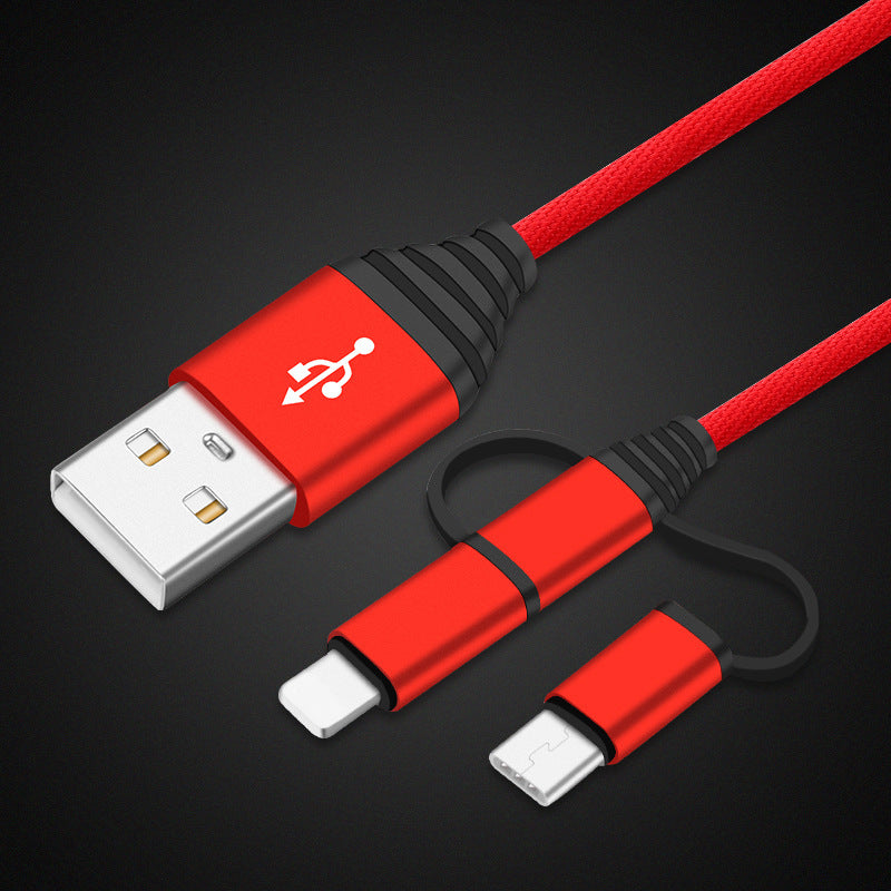 Cloth Woven Three-in-one Fast Charge Data Cable Suitable For Android TYPE-C Mobile Phone Charging Cable