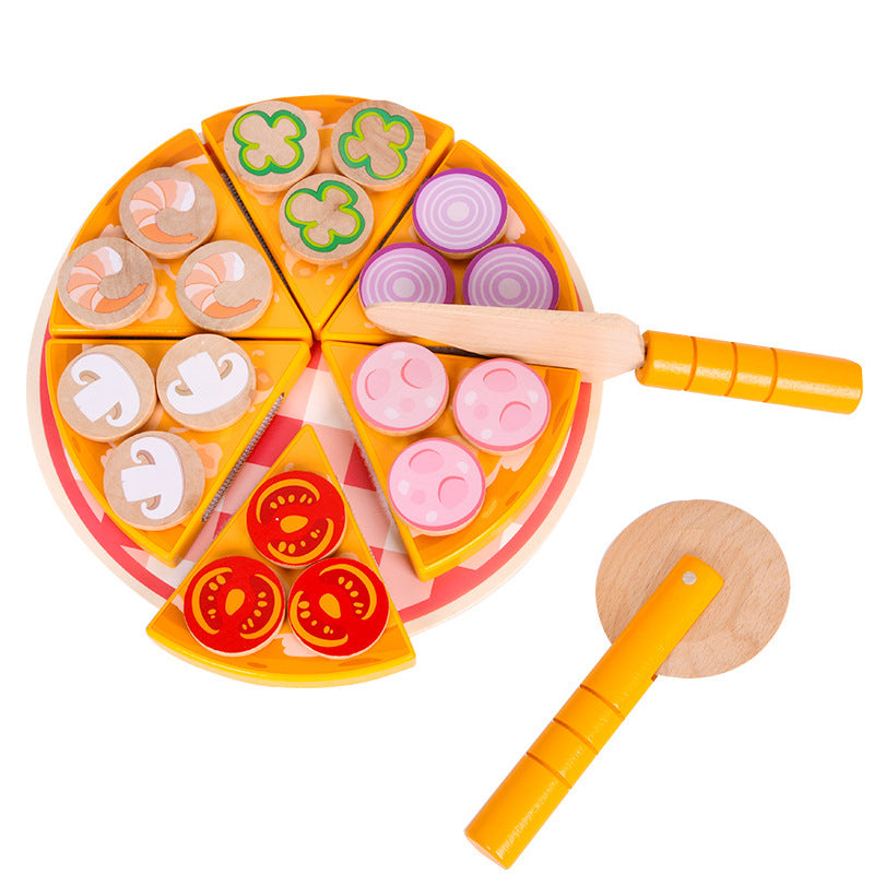 Maison de jeu en bois, combinaison de jouets, simulation de pizza aux légumes