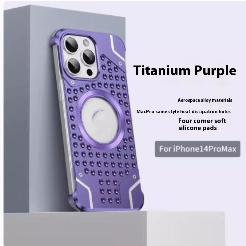 Borderless Aluminum Alloy Phone Case With Hollow Heat Dissipation And Magnetic Suction