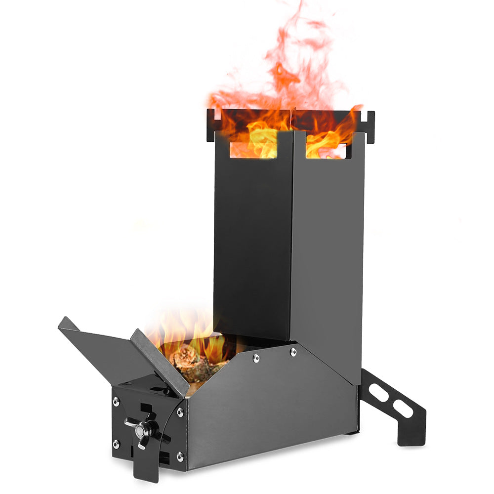 Réchaud de camping pliant en acier inoxydable noir titane pour barbecue et bois