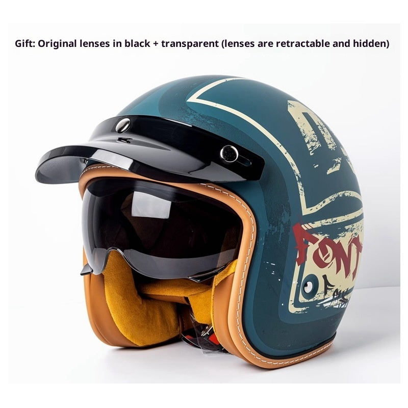 Casque de moto Casque de moto pour hommes et femmes avec lunettes intégrées pour voiture électrique