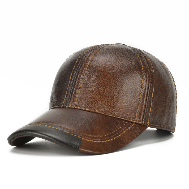 Casquette de baseball fine en cuir pour homme