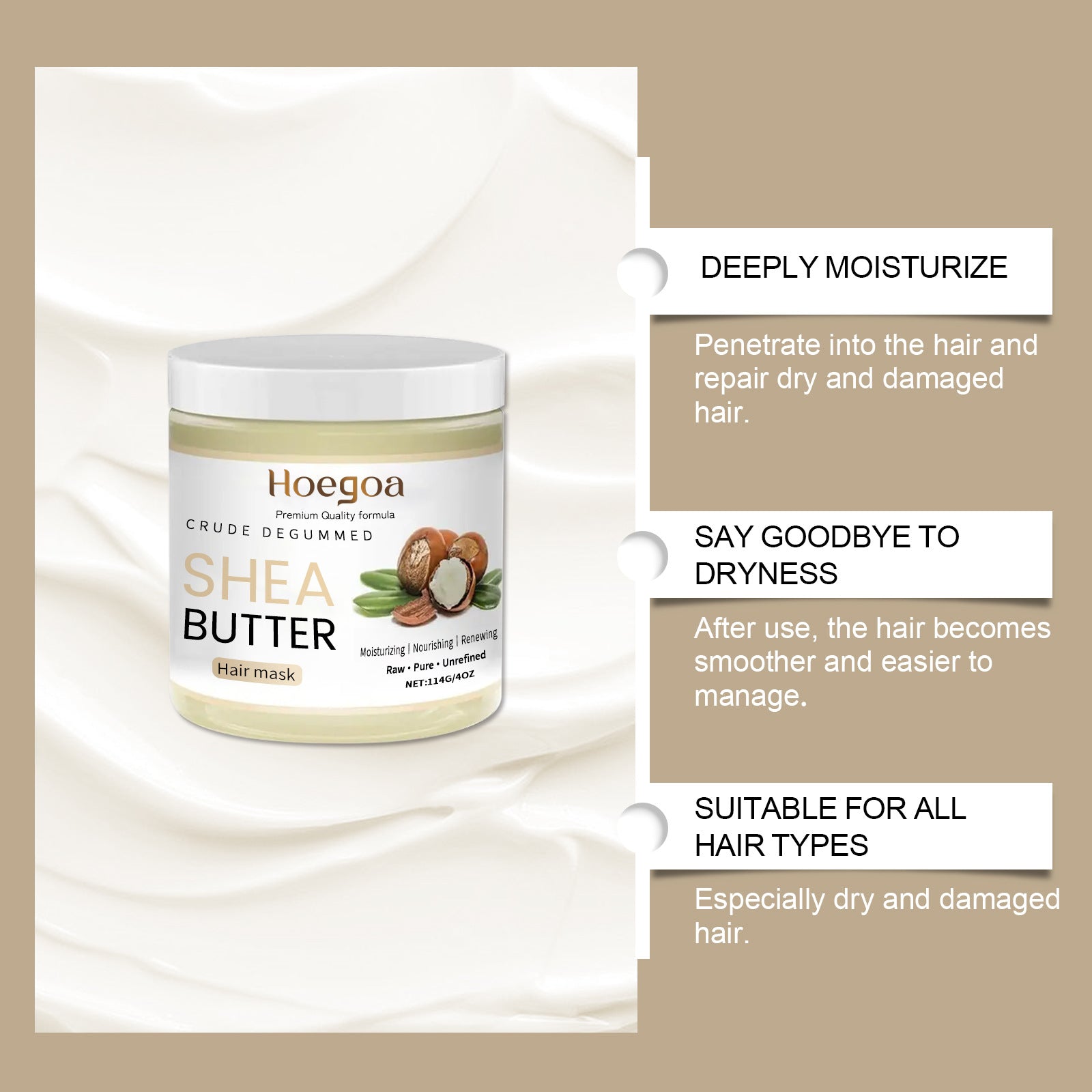 Masque Capillaire Hydratant au Beurre de Karité pour Cheveux Secs