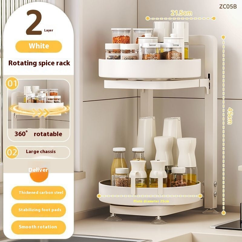 Étagère de rangement rotative multifonctionnelle pour condiments à poser sur le comptoir de cuisine