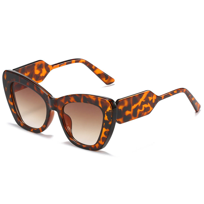 Cat Eye Sunglasses Personality Fashion Color Contrast Large Frame Glasses All-match Flat Sunglasses