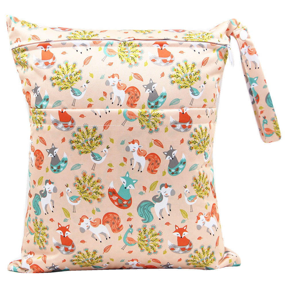 Diaper Bag 30 36cm Baby Double Zipper Printing Waterproof Diaper Bag