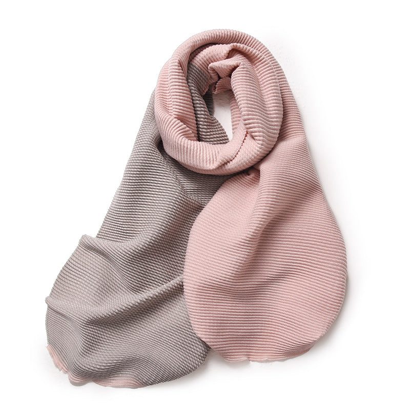 Écharpe dégradée de couleurs, Hiver, Double face, Plissée, Imitation cachemire, Populaire, Polyvalente et élégante, Pour femmes