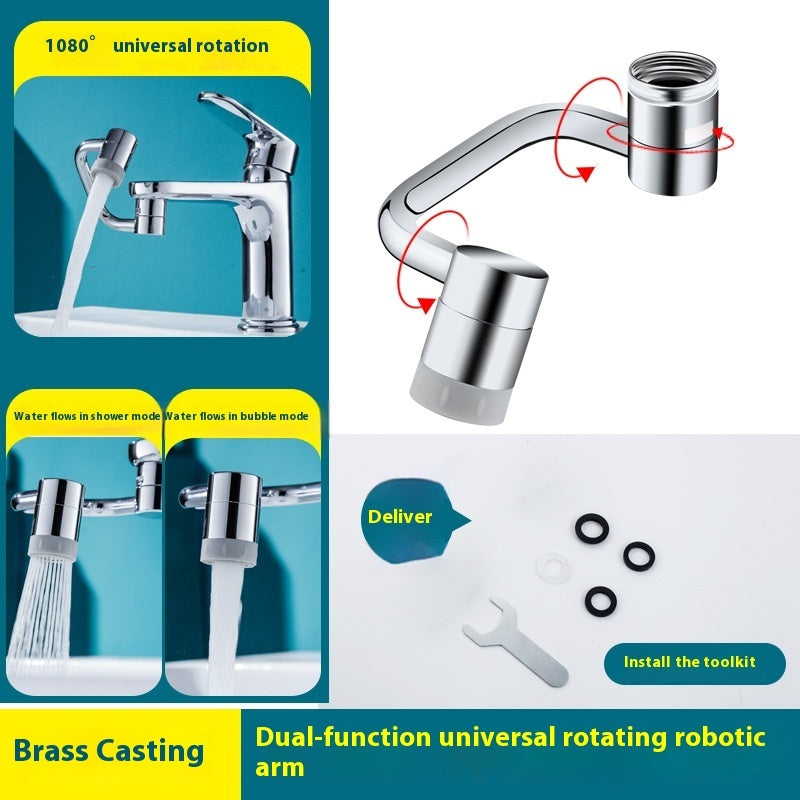 Robinet de cuisine avec bras mécanique, raccord universel pivotant pour robinet d'eau