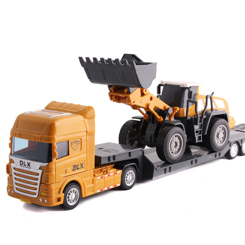Children's Toy Car Tank Excavator Transport Vehicle Engineering Vehicle Set Simulation Model Boy Flatbed Trailer Toy