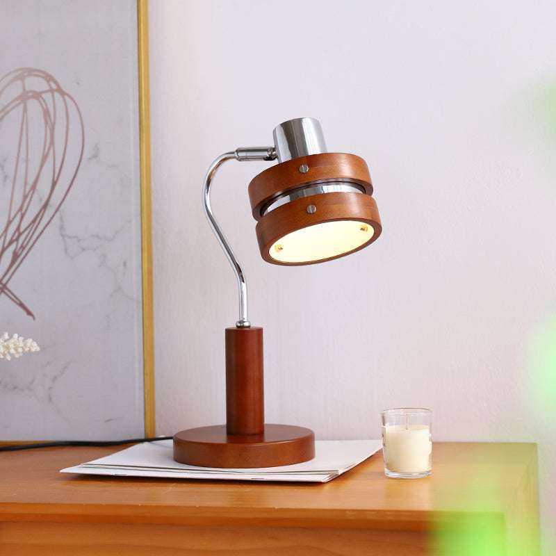 Lampe de table rétro couleur noyer français mi-antique ambiance haut de gamme pour salon