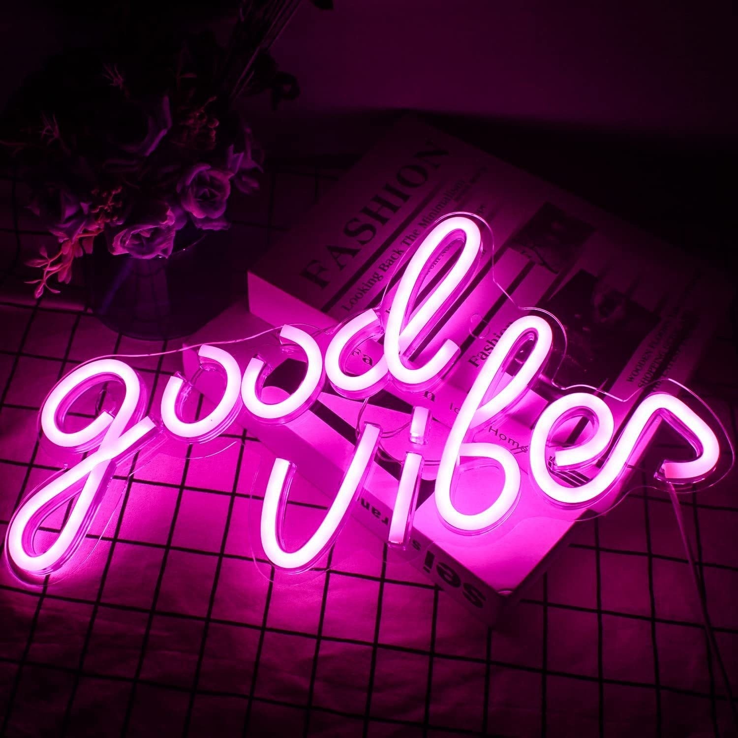 Néon décoratif panneau LED lettres anglaises Goodvibes