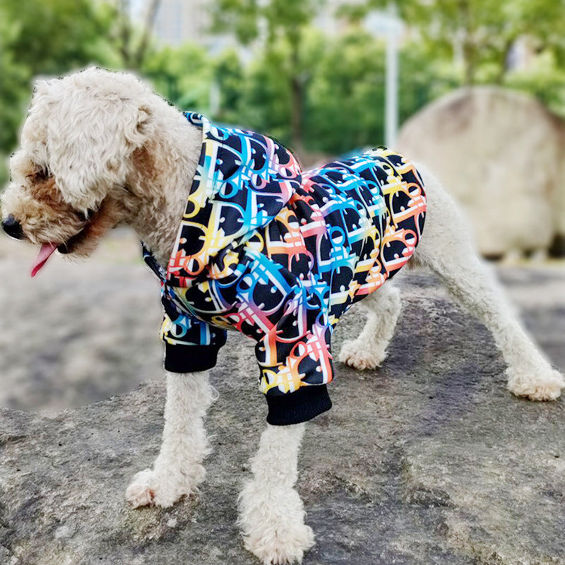 Sweat à capuche pour animaux de compagnie avec imprimé lettre colorée