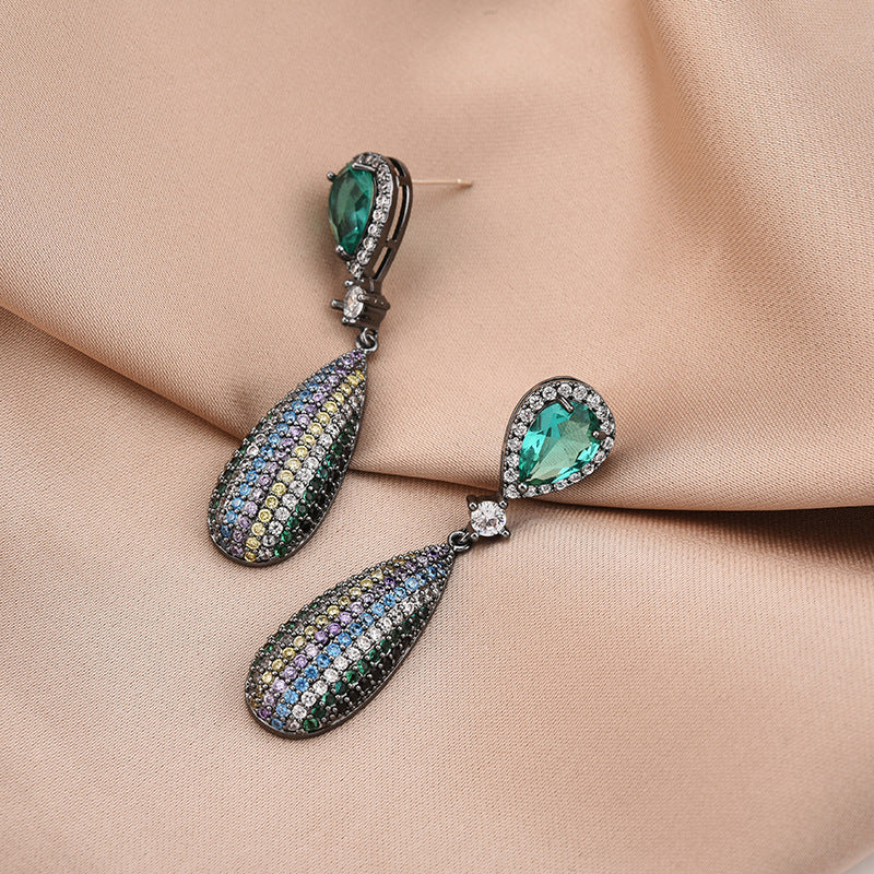 S925 Boucles d'oreilles pendantes en zircon avec aiguille en argent