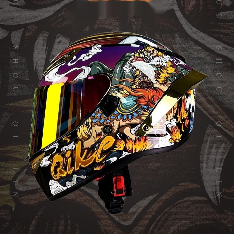 Casque de moto intégral double lentille universel pour chevalier avec Bluetooth et grand aileron