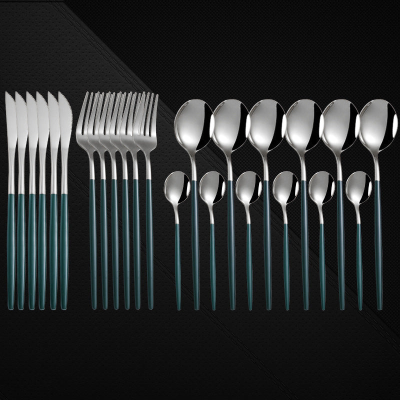Stainless Steel 24 Pieces Set Spoon And Fork Western Cutlery
