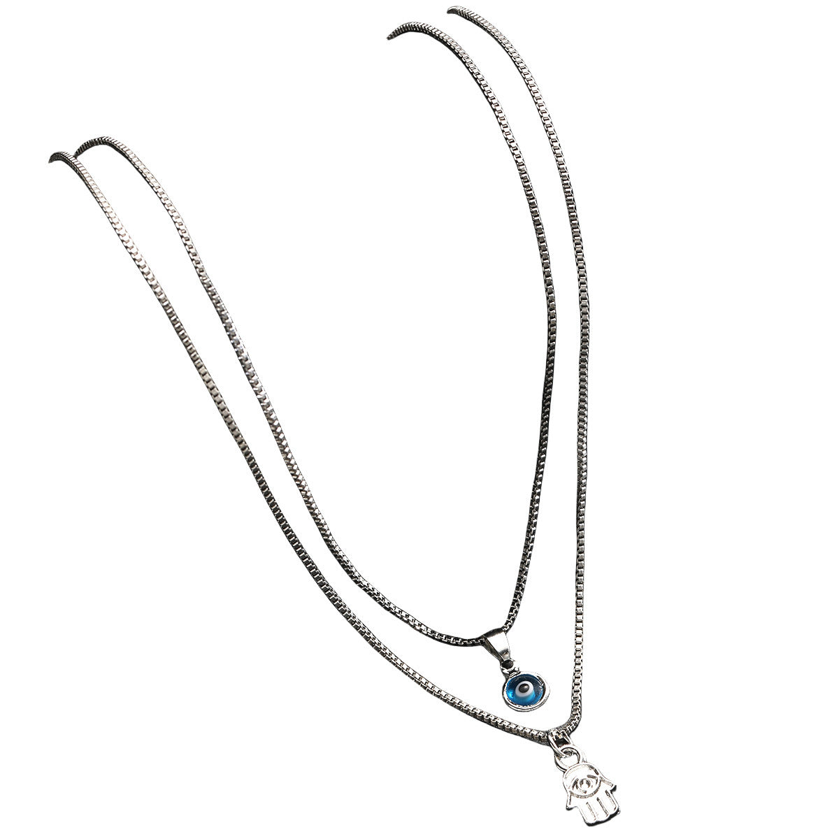 Retro Affordable Luxury Sets Of Simple Devil Eye Palm Necklace Suit