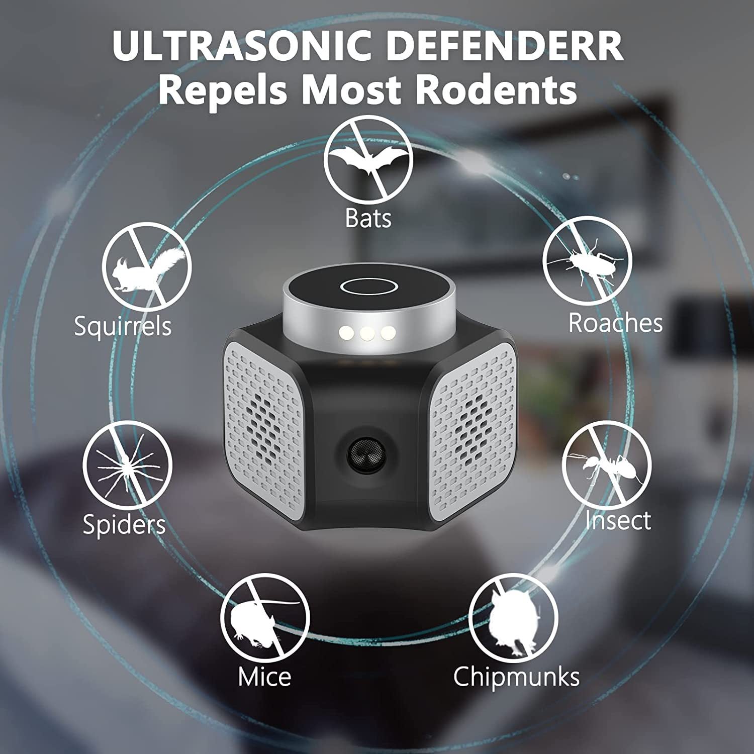 360 Degrees Animal Repeller Multi-function Double Horn Frequency Conversion Ultrasonic Mouse Expeller