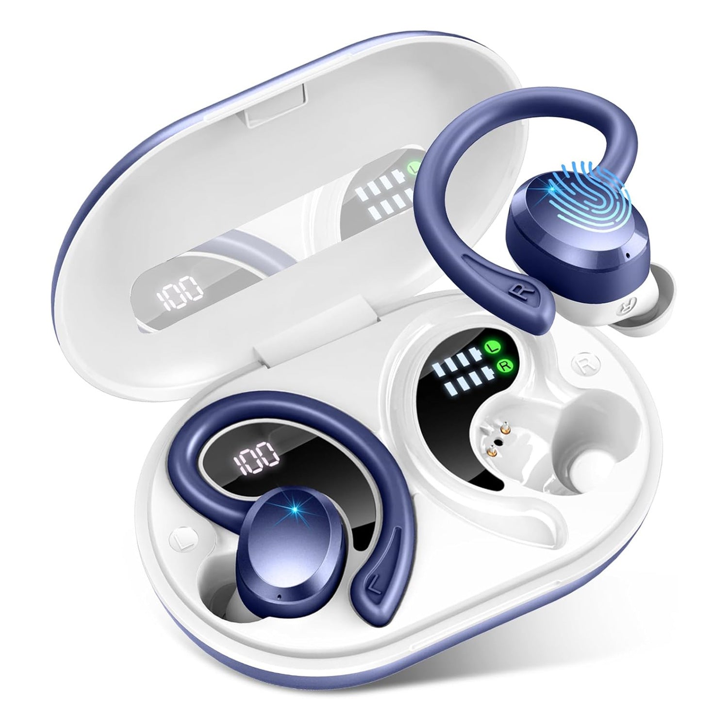 Digital Display Waterproof Sports Q38 Ear-mounted In-ear Noise Reduction Stereo Bluetooth Earphone