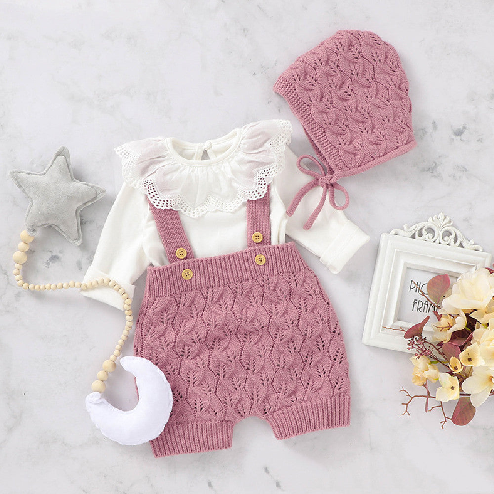 Children's Fashion Hollowed-out Knitted Overalls