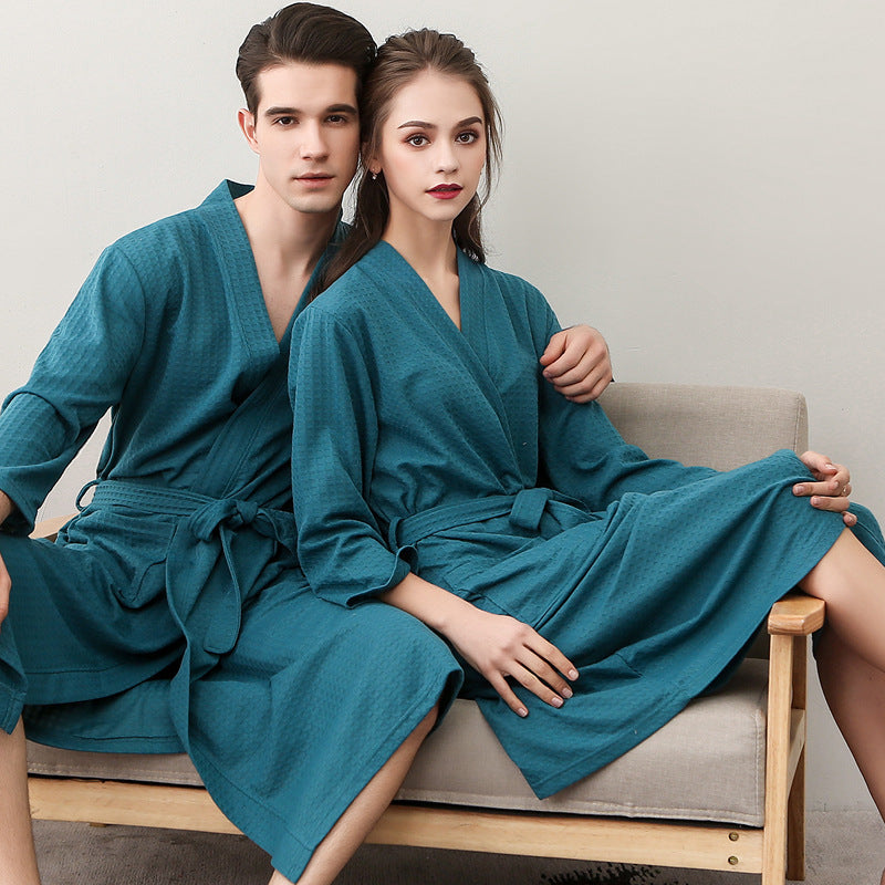 Bathrobe Women's Thin Waffle Couple Nightgown