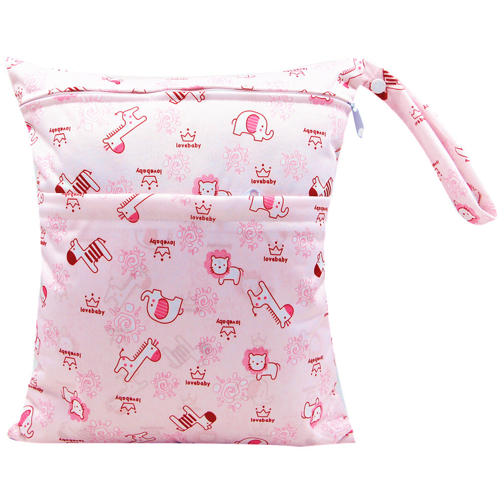 Diaper Bag 30 36cm Baby Double Zipper Printing Waterproof Diaper Bag