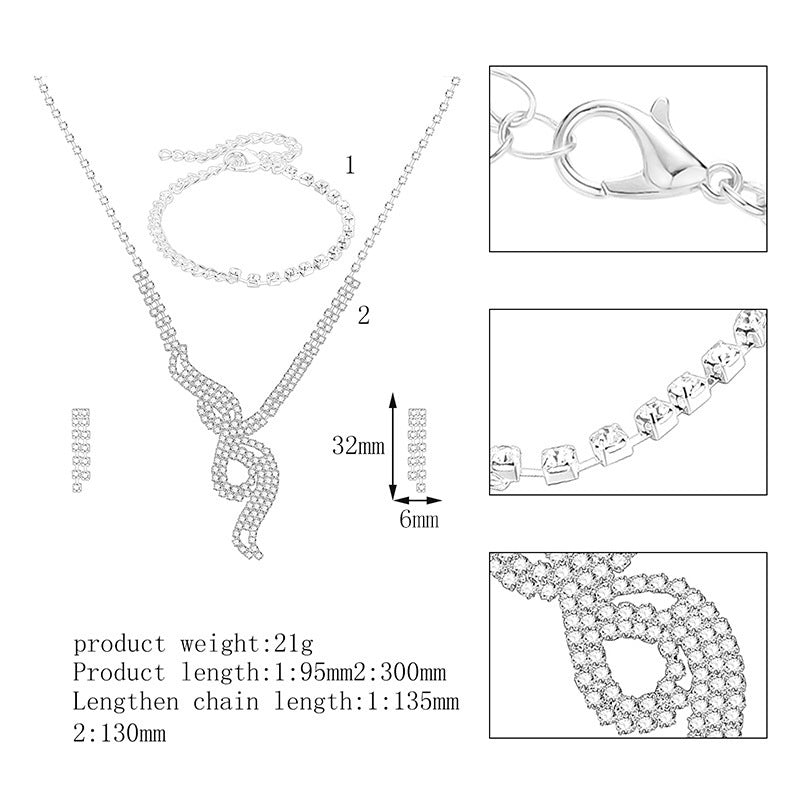 Parure de bijoux de mariée, de demoiselle d'honneur, de luxe, 3 pièces