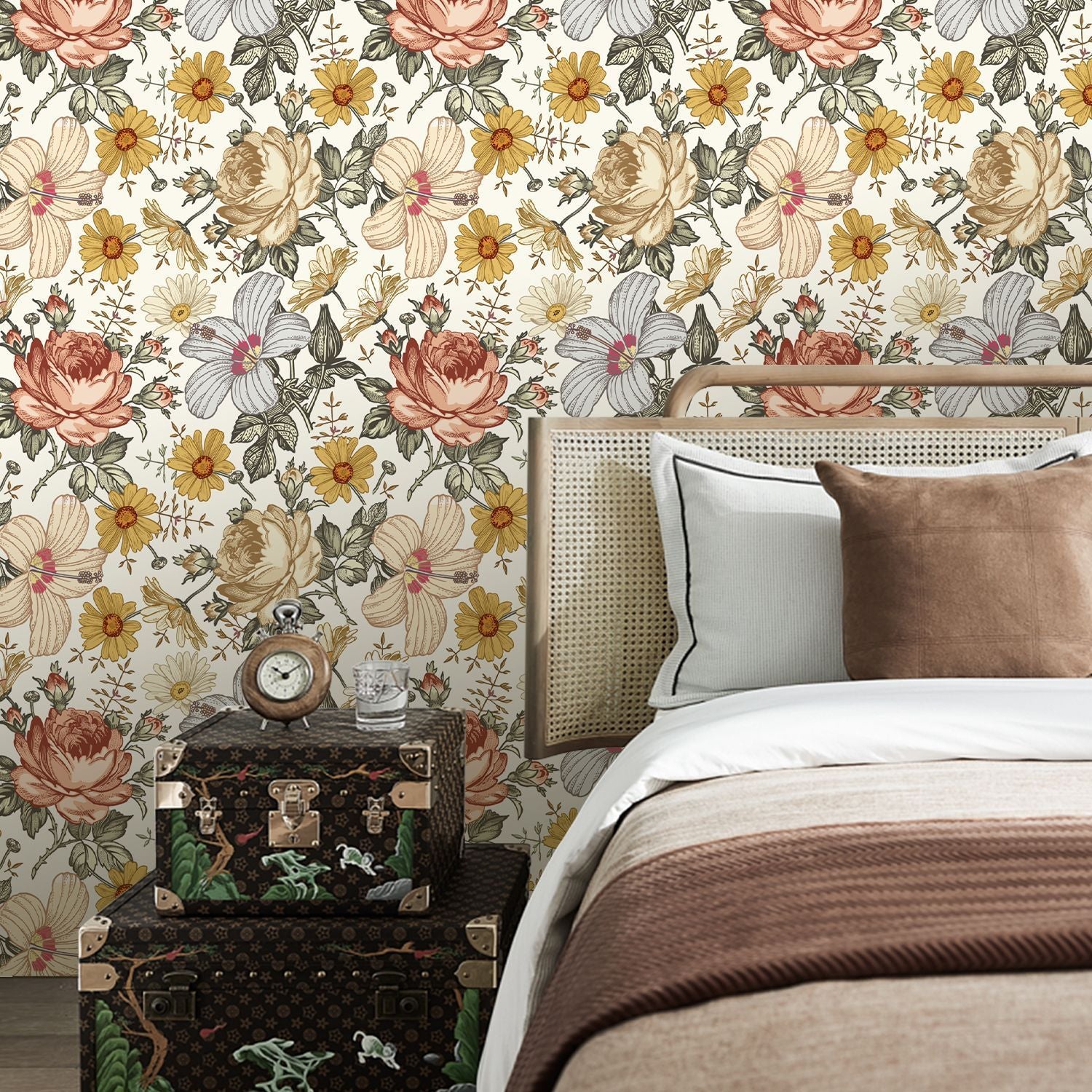 Retro Floral Self-adhesive Bohemian Wallpaper
