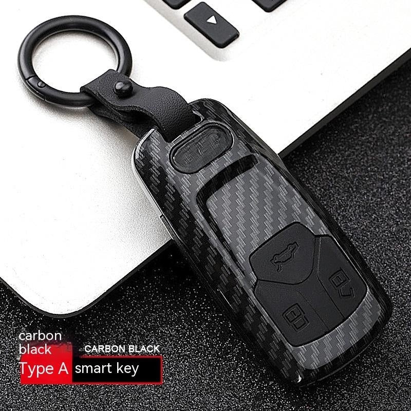 Automotive Carbon Fiber Silicone Key Cover Case Buckle