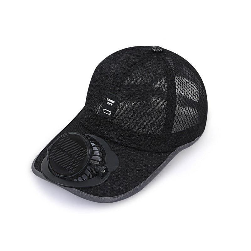 Breathable Mesh Cap With A Solar-powered Fan