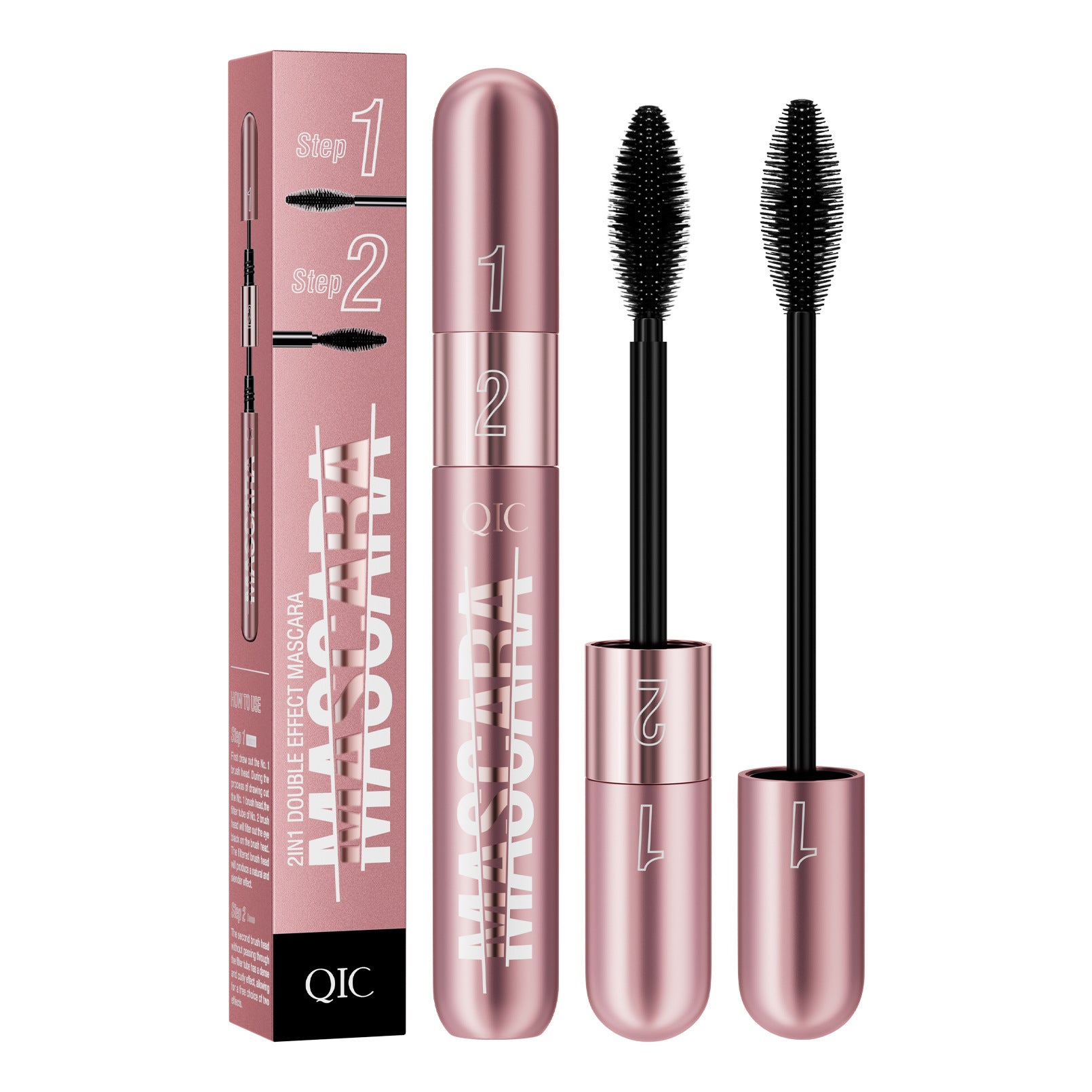 Mascara Rose Doré Double Effet Allongeant Épaississant Recourbant Waterproof Ne Bave Pas