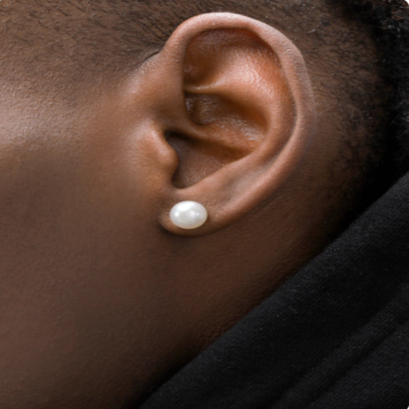 Sterling Silver Natural Pearl Earrings For Men And Women