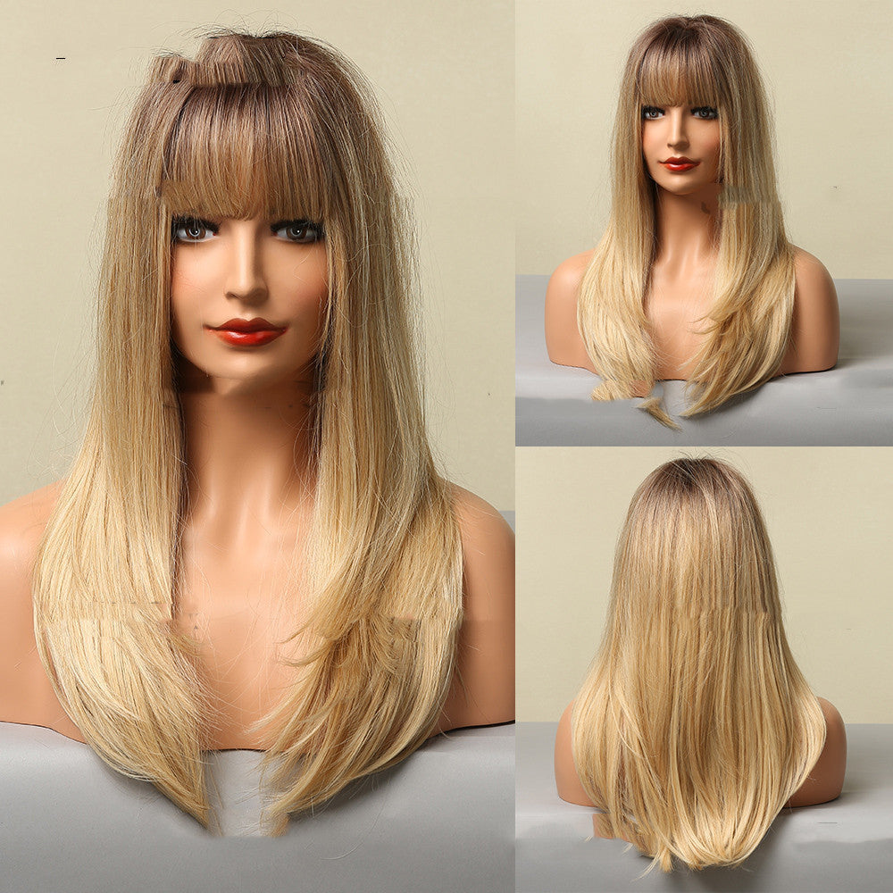 Gradient Machine-made Chemical Fiber Wigs Headgear