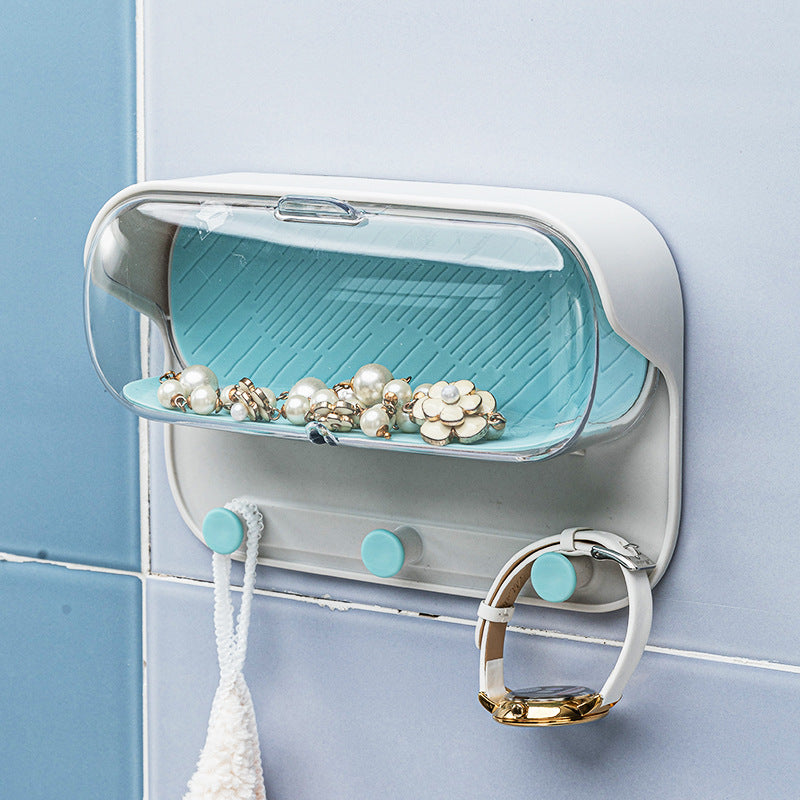 Soporte de pared para baño, práctico y sin perforaciones, para montar en la pared, para guardar vasos, ropa, llaves y accesorios.