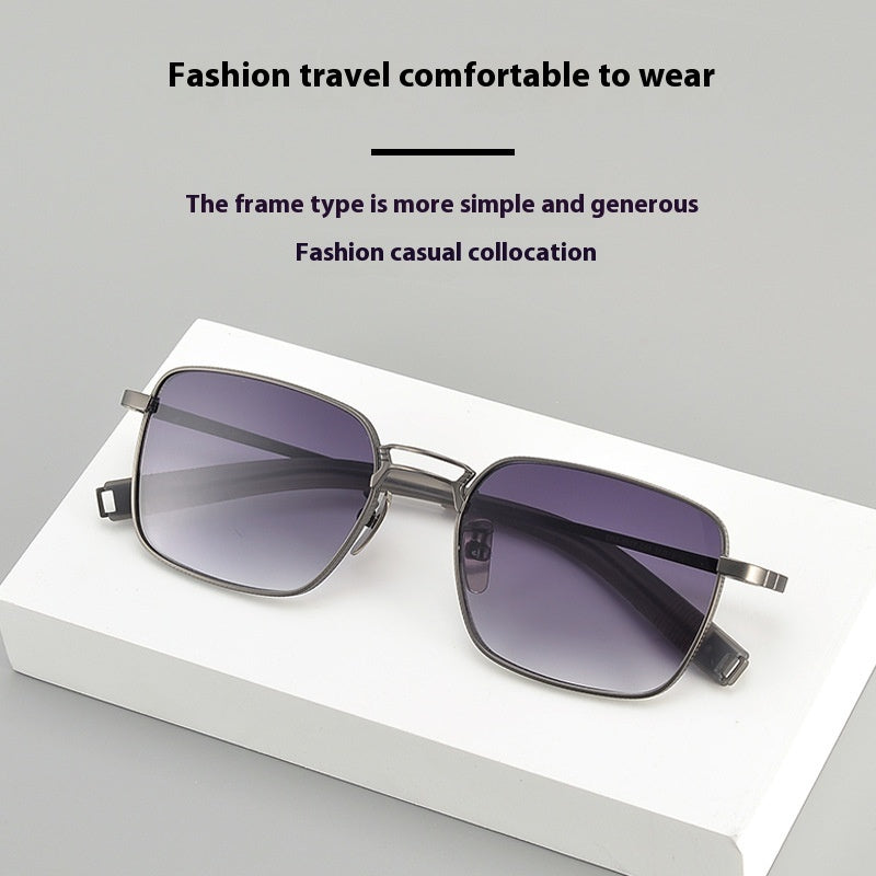 Lunettes de Myopie Homme à Monture Carrée en Titane Pur, Double Barre, Style Tendance