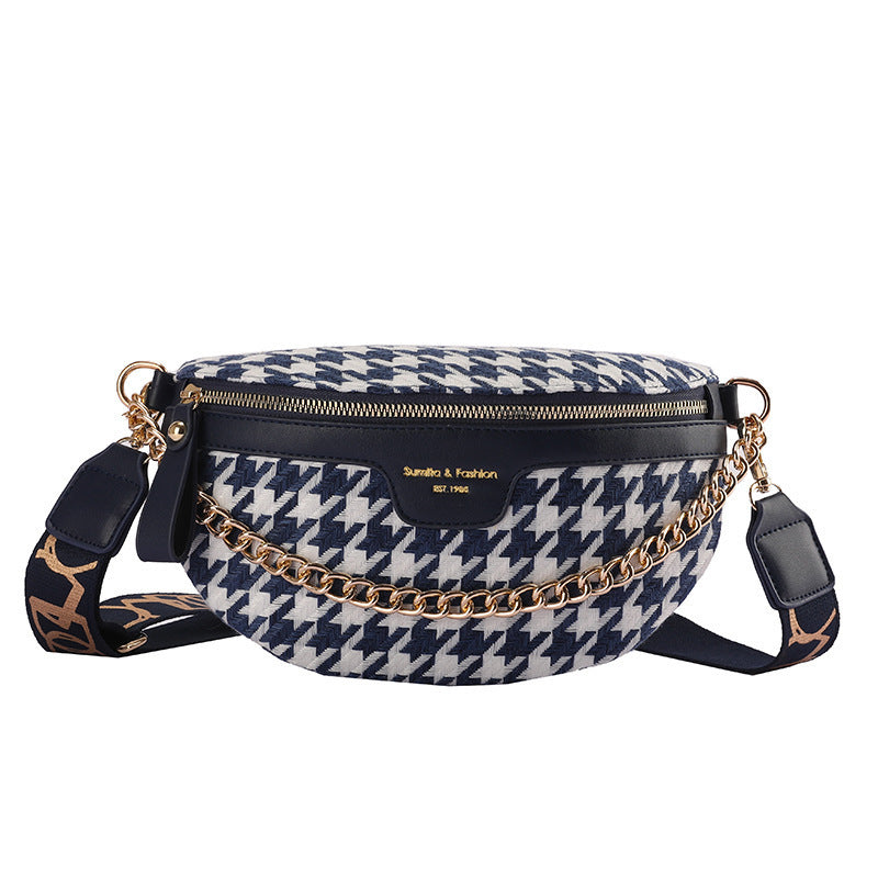 New Checkered Chain Ladies Waist Bag Ins Net Red Shoulder Diagonal Bag Mobile Phone Bag Chest Bag Female
