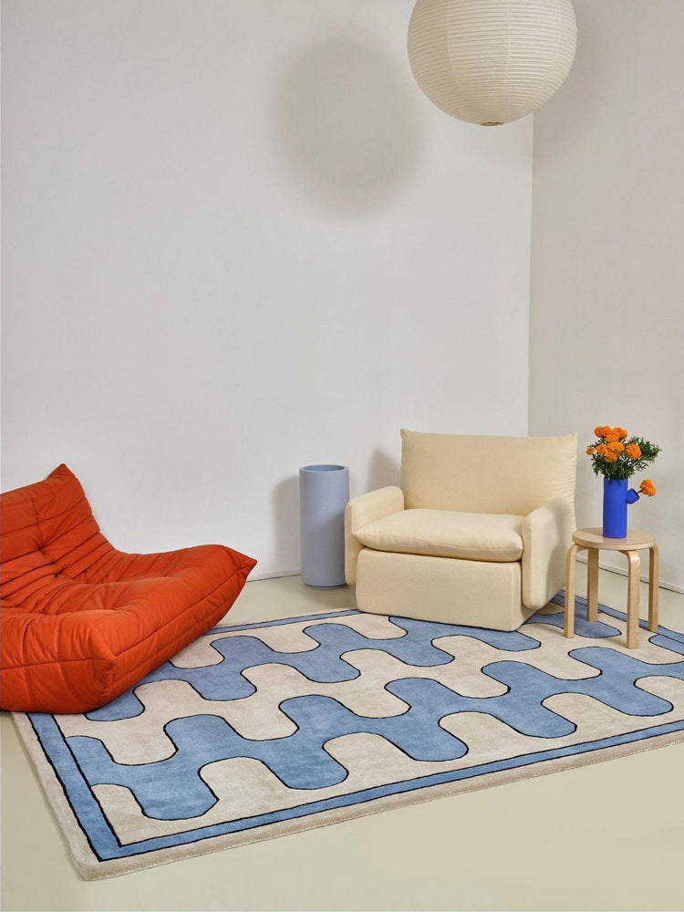 Living Room Coffee Table Checkerboard Carpet Modern Light Luxury Household Cashmere-like Floor Mat